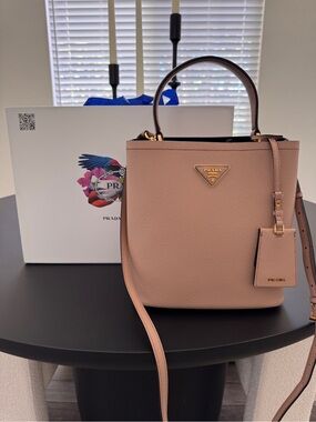 Prada Blush color Saffiano Leather Satchel with Gold Hardware
